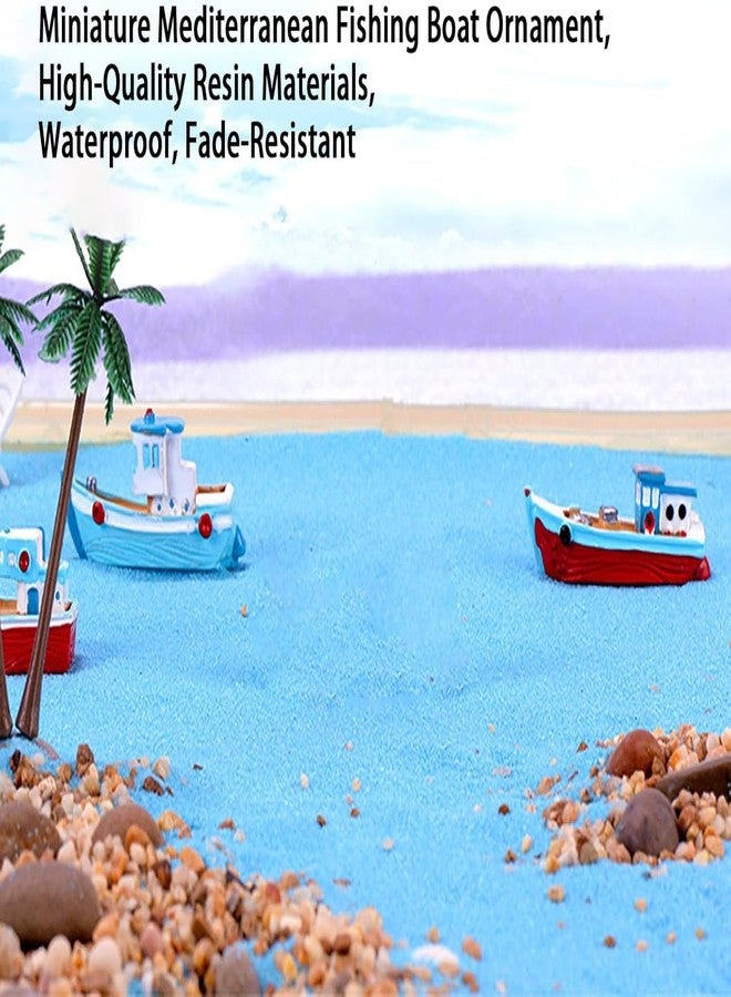 Mozff 2 Pcs Colorful Miniature Dollhouse Boat Mini Fishing Boat Model Mediterranean Decor Resin Desktop Boat Ornament Ocean Beach Micro Landscape Decoration Dollhouse Accessories - Image 2